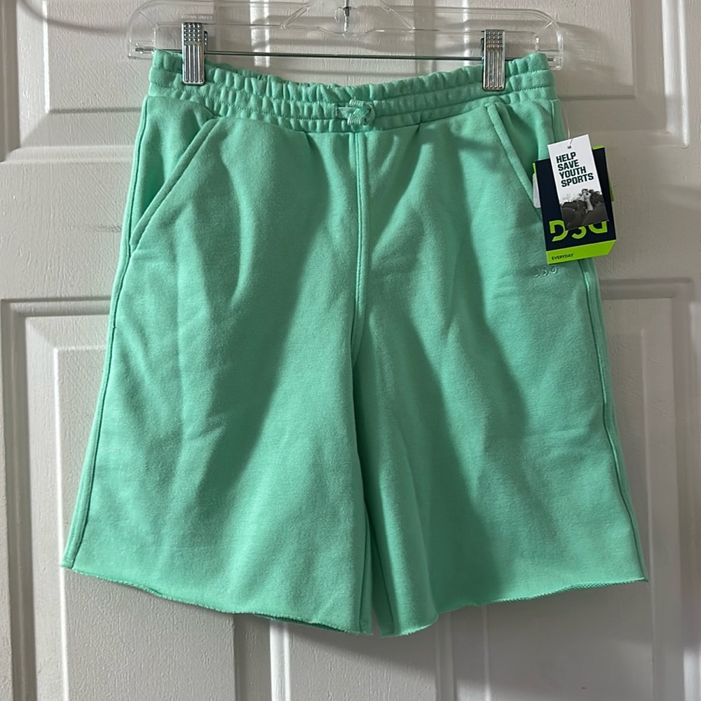 DSG EVERYDAY FRENCH TERRY SHORTS: COOL MINT: NEW WITH TAGS: SIZE L (14/16)
